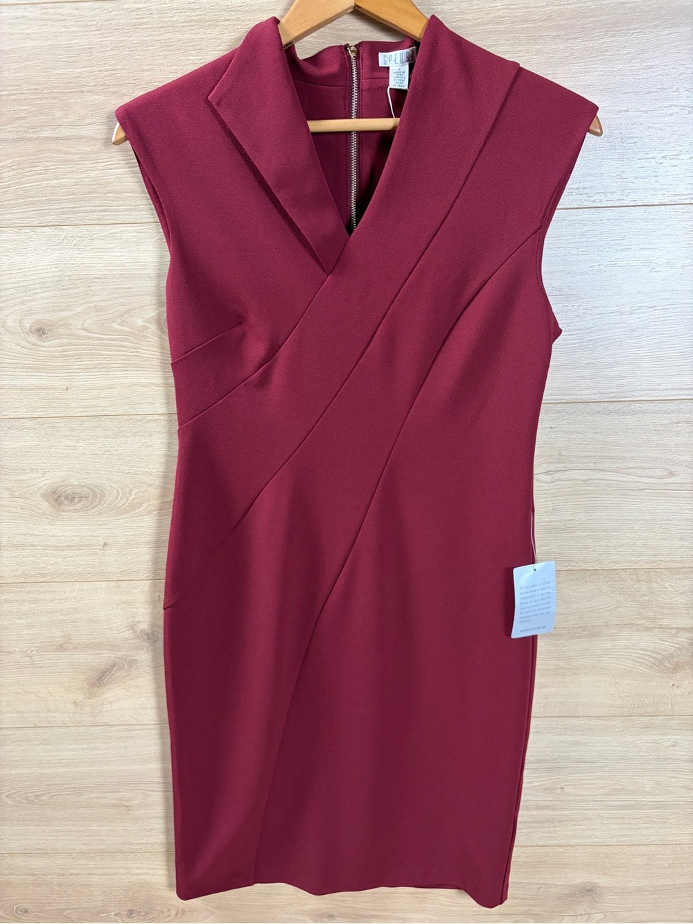 Sleeveless Burgundy Paneled Sheath Dress NWT 4
